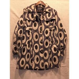 Anthropologie Millard Fillmore MF-13 Button Coat Black Cream Polka Dots Size L